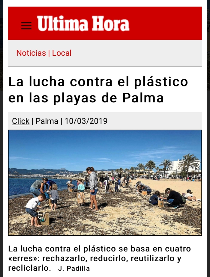 Заметка в газете о борьбе с пластиком на пляжах Майорки